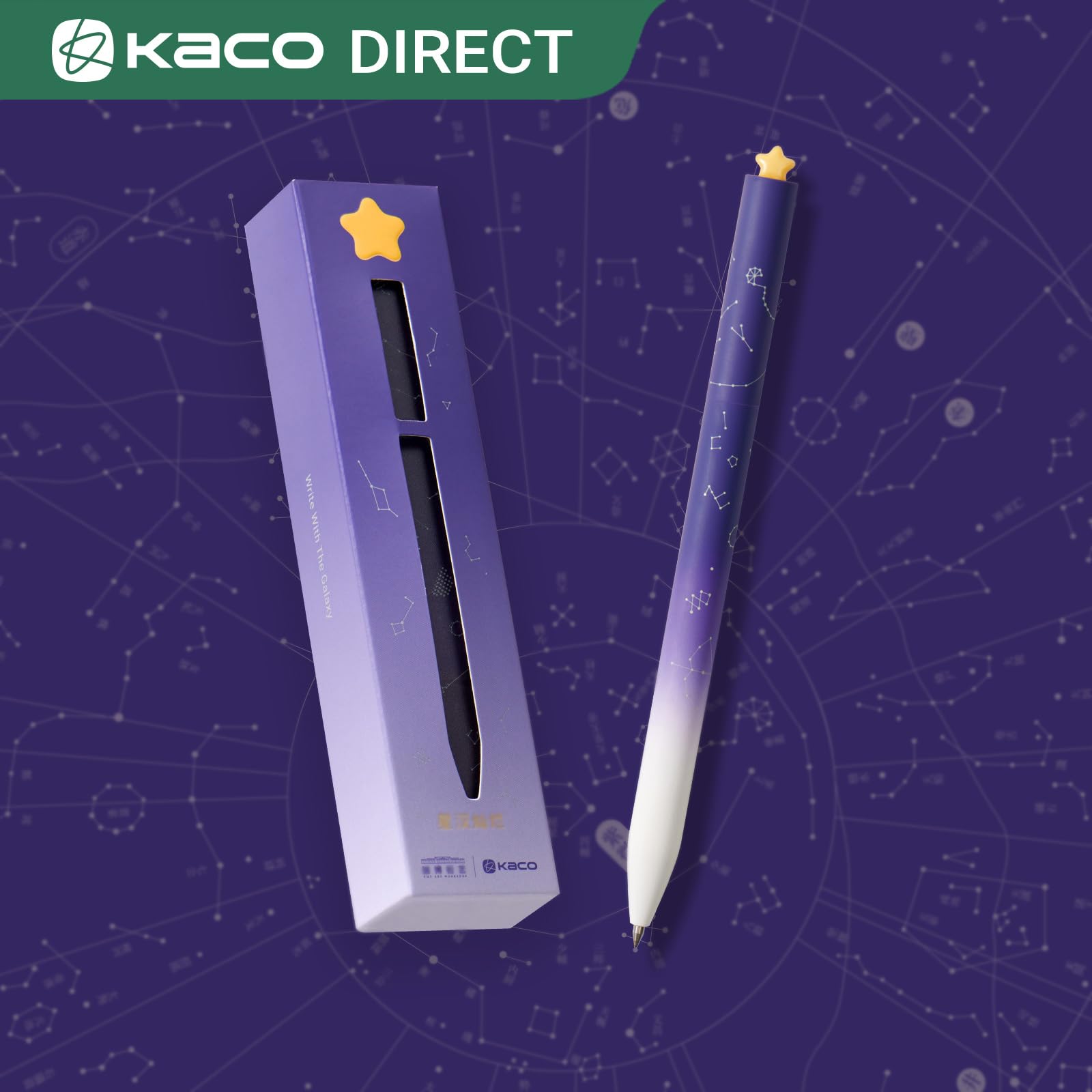 Kaco FIRST Gel Pens Cute Stationery, Pack of 2 Pieces Heart Pen Set with Extra 4 Black Refills (): 2 Purple