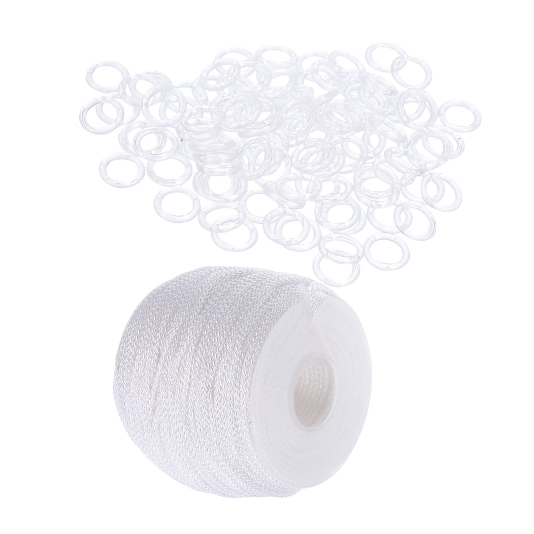 MUCKLILY 1 Set Roman Shade Kit of Curtain Rings Rope for Easy Repair Versatile Design for Home Decor Braided Shade Lift Cord for Blinds DIY Projects