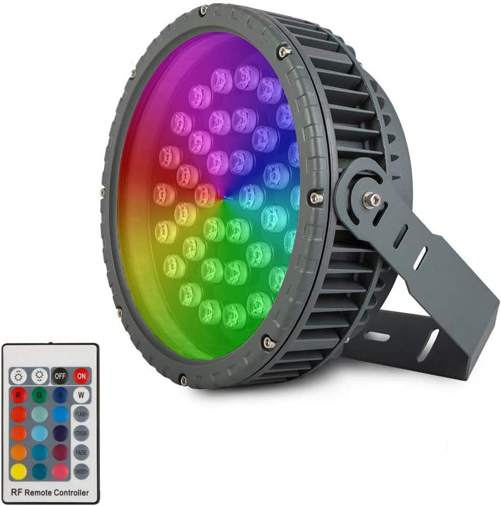 Gеt Chеар Prісе 108W RGB Wall Washer Outdoor Spotlight, Outdoor ​Color Changing Stage Lights with Remote, Uplights for Weddings, Parties, Patio, Outdoor Wall Washing, Landscape Lighting, IP65 Waterproof US 3-Plug