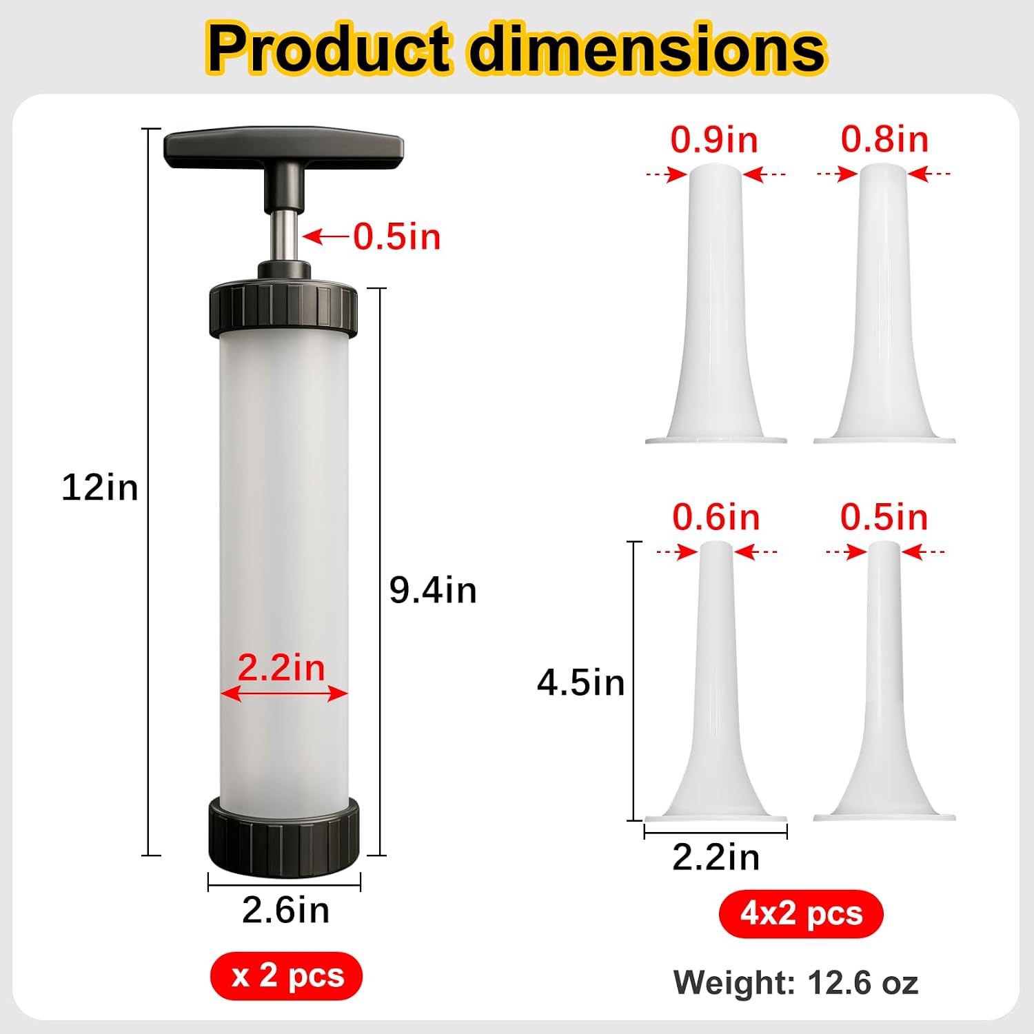 2 Set Sausage Stuffer, Plastic Meat Filler Funnel, Quick Meat Filling Tool, Hot Dog Stuffer with 4 Size Filling Tubes for Holiday Christmas Household Use Camping Outdoor BBQ