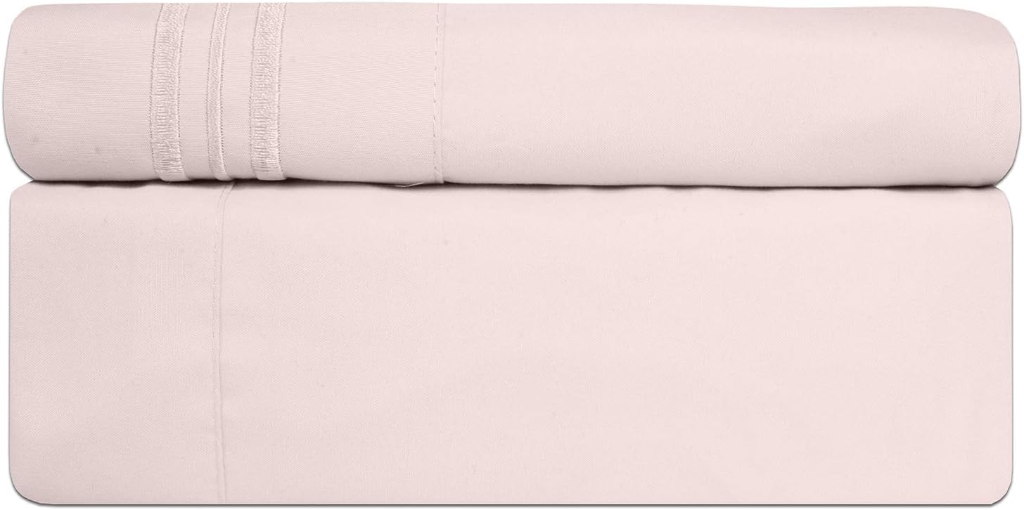 Sweet Home Collection 1800 Thread Count Soft Egyptian Quality Brushed Microfiber Luxury Bedding Set with Flat, Fitted Sheet, 2 Pillow Cases, Full, Pale Pink : Home & Kitchen