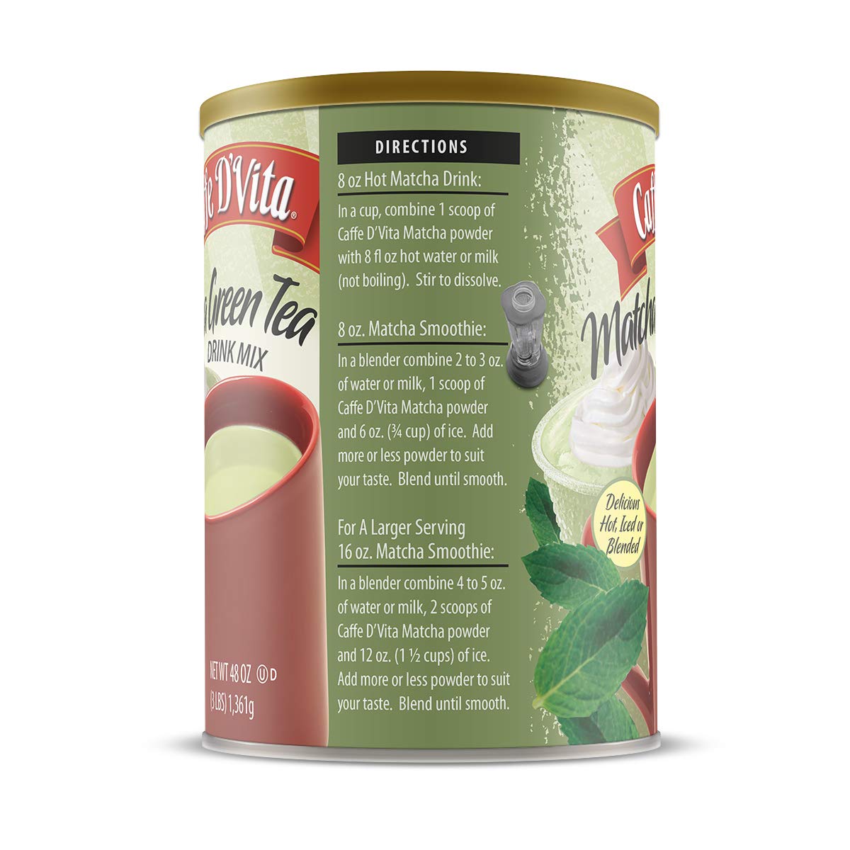 Caffe DVita Matcha Green Tea Drink Mix 3 lb 48 oz can — view 3