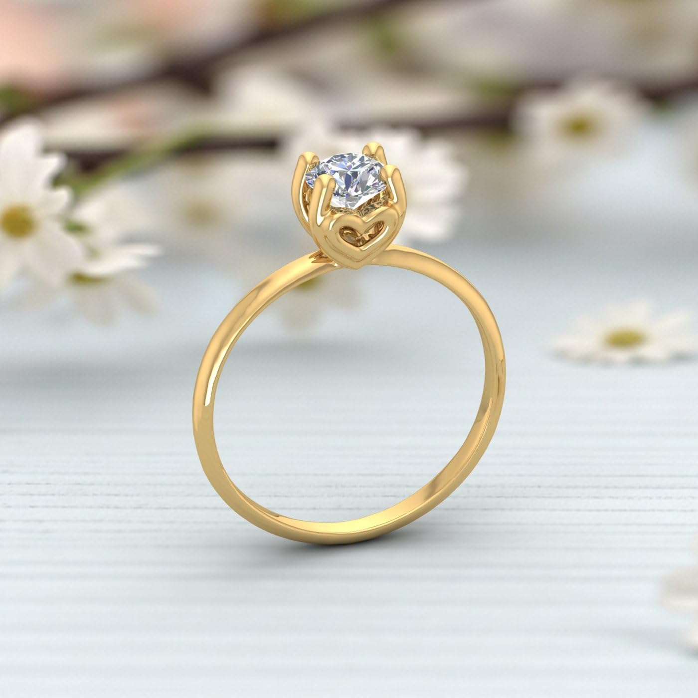 1/2 Carat Prong Set Diamond Engagement Ring Band in 14K Gold