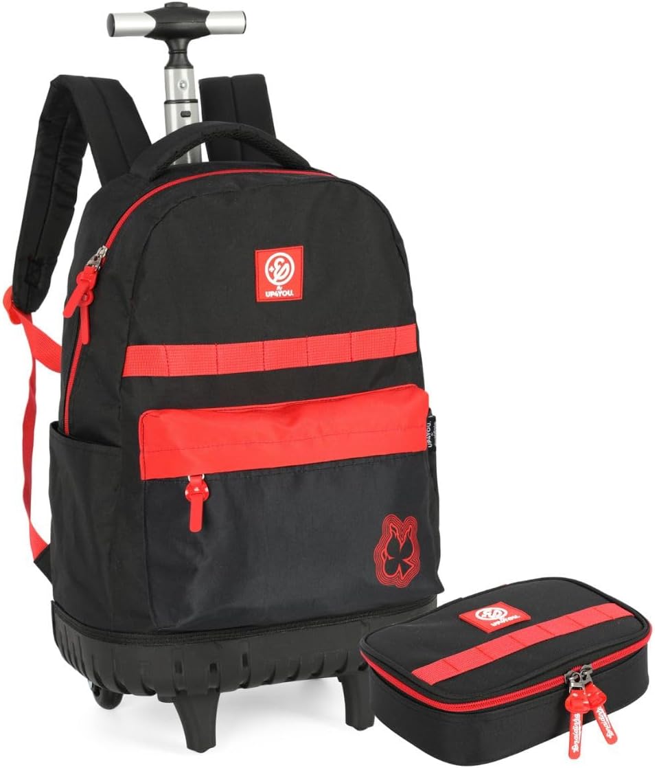 Kit Mochila Rodas Com Estojo Box Enaldinho Juvenil Escolar Preto