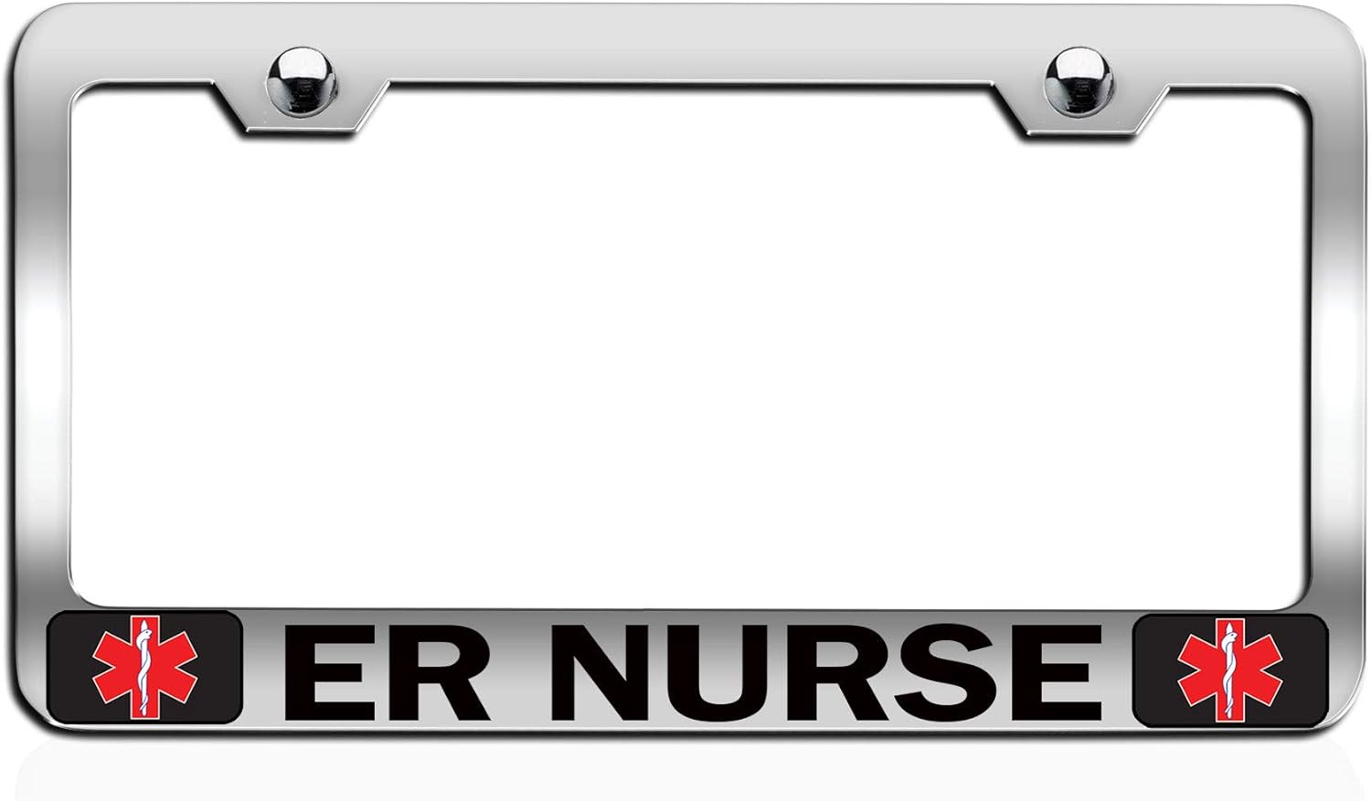 ER Nurse Paramedic Doctor Nurse Chrome Steel Auto SUV License Plate Frame License Tag Holder, B24