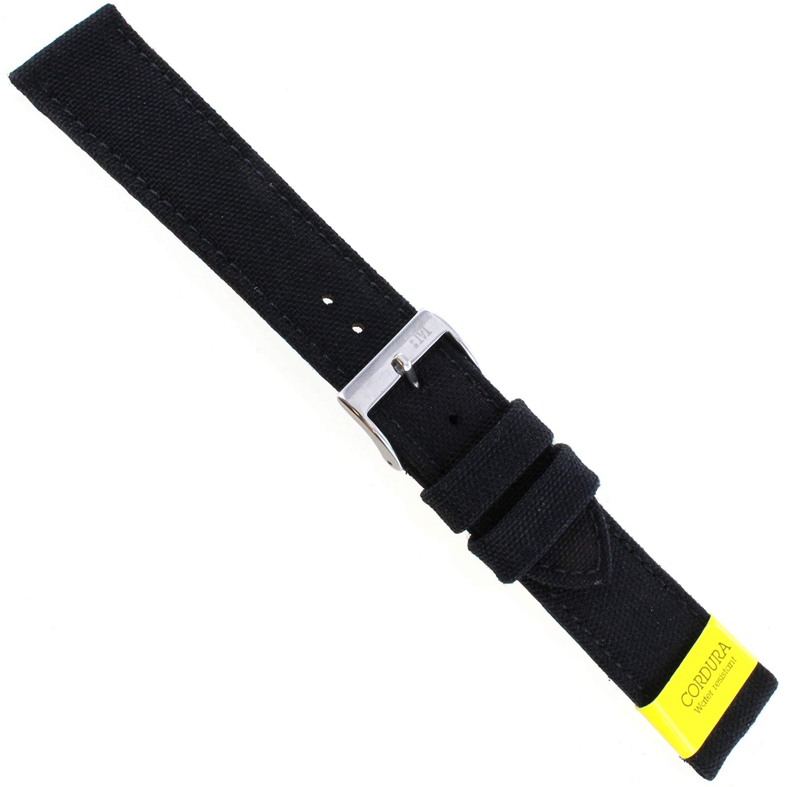 Morellato 18mm Padded Stitched Genuine Cordura Canvas Black Watch Band Strap