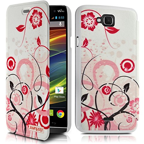 KARYLAX Seluxion - Coque Housse Etui à Motif HF30 Rabat latéral et Porte-Carte pour Wiko Slide + Film de Protection