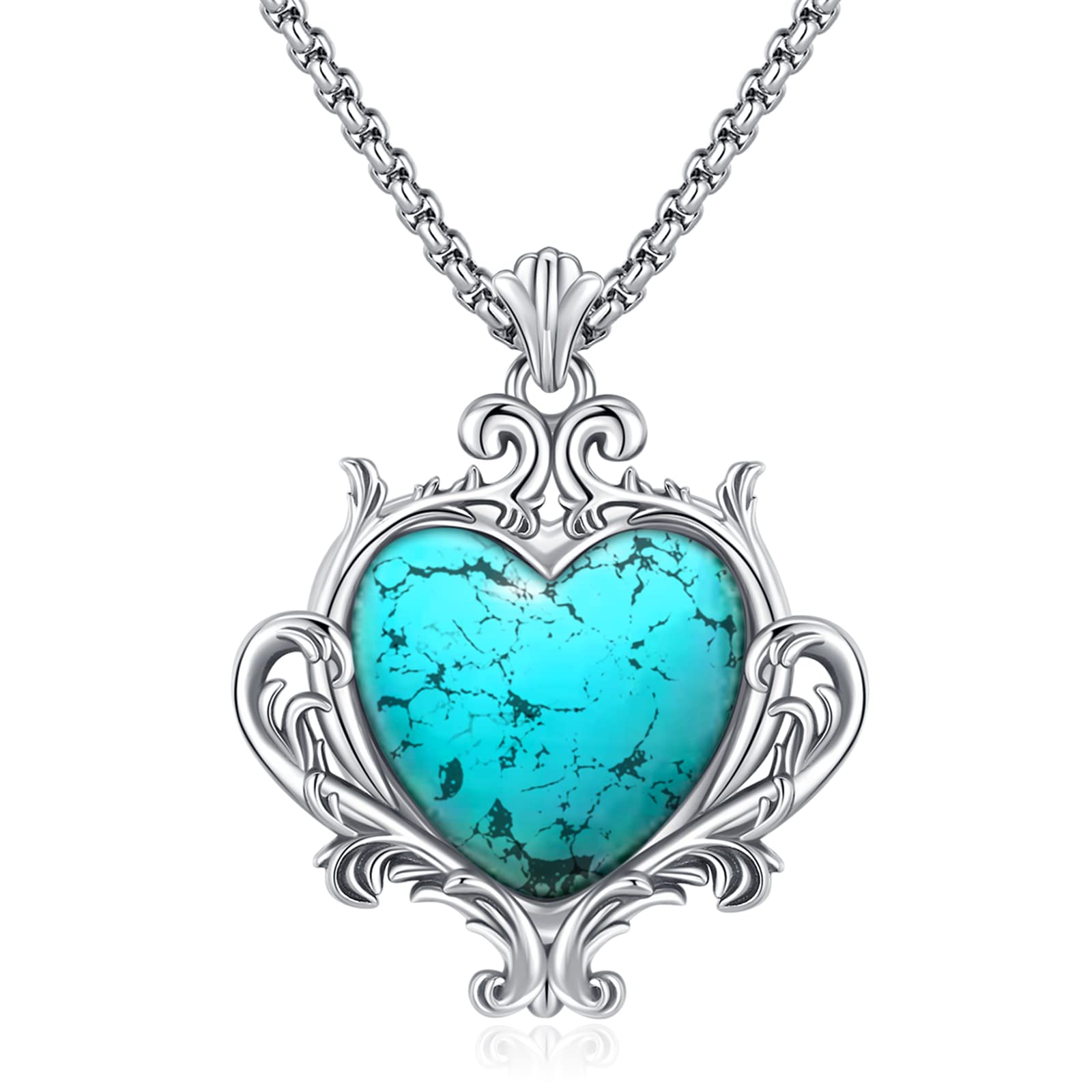 Turquoise Jewelry for Women Men 925 Sterling Silver Pendant Urn Necklaces for Ashes Picture Locket Necklace Thor Hammer Yggdrasil Virgen De Guadalupe