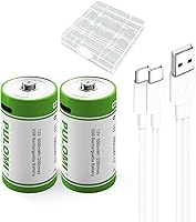 Vista 1 de PULOMI Batería C recargable de iones de litio USB, batería C recargable de alta capacidad de 1.5 V 5000 mWh, carga rápida de 2.5 h, 1200 ciclos