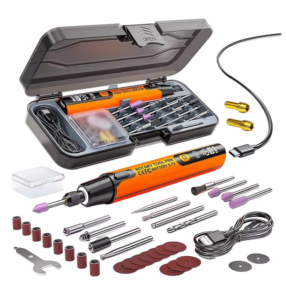 IJSDNVJNDX Wireless Electric Mini Grinder Engraving Pen 3.7V 10000-16000r Cordless Micro Rotary Tool Drill Orange