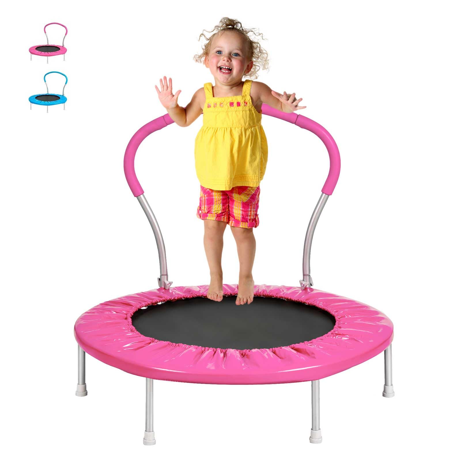 Lyromix 3FT Indoor Kids Trampoline for Toddler,Handle, ASTM Certified, Pink