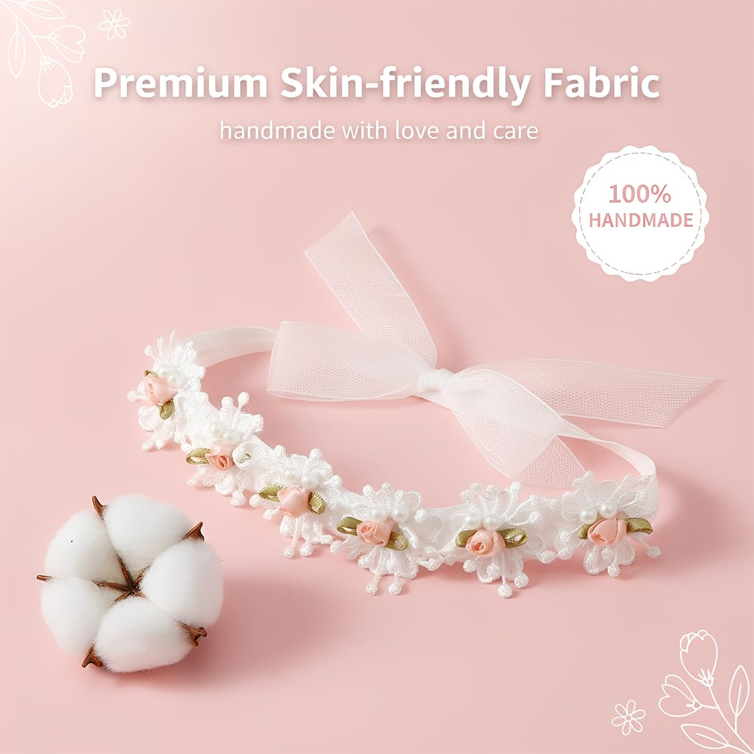 2 Pcs Fascia Per Bambini, Fasce Per Capelli Per Bambini In Pizzo, Matrimonio Bambini Fascia Neonato, Fascia Pizzo Chiffon Moda Fascia Elastica Capelli