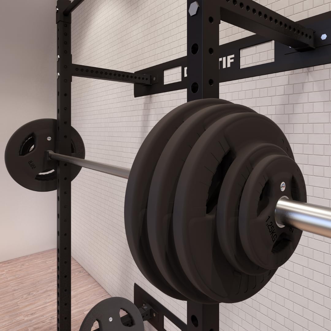 Set Dischi Palestra da 5 Kg, Dischi per bilanciere Ghisa Foro 28 mm, Rivestimento in Gomma, Dischi Manubri e Bilanciere Palestra, Impugnatura Tip-Grip, Home Gym