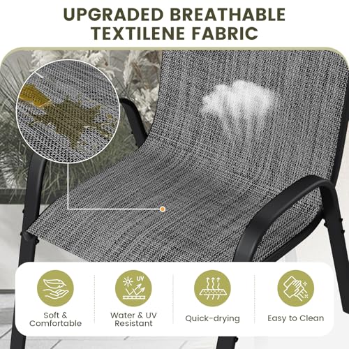 Image of UDPATIO Patio Chairs Set of 4, Stackable Outdoor Dining Chairs with High Back, Textilene Fabric Breathable Outdoor Chair All Weather, 350LBS Capacity for Garden, Backyard (Dark Grey)