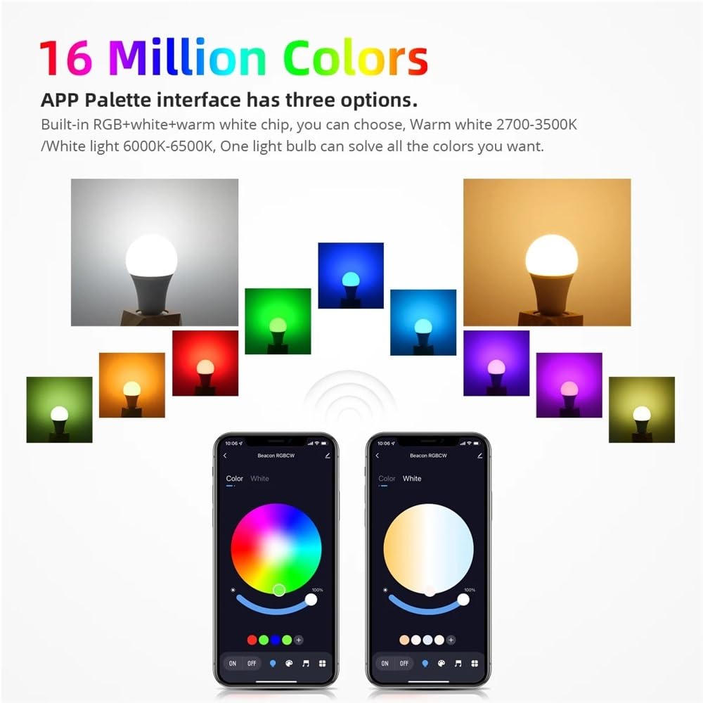 RZL Lighting, Confezione da 5, Lampadina LED Bluetooth AC220V E27 RGBW+WW Lampada LED Smart Life APP Controllo Lampadina Decorazione Casa Intelligente