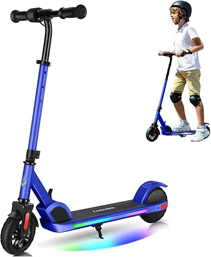 Caroma Scooter eléctrico E32E35 para niños de 6 a 14 años, 10 millas por hora y 7 millas, altura y velocidad ajustables, scooter eléctrico plegable