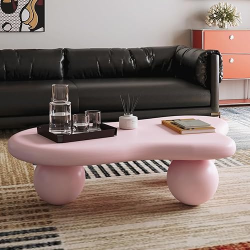 Miniatura 20 de Mesa de centro de nube de 47 pulgadas para sala de estar, mesa de centro irregular moderna, mesas de centro bajas abstractas, piedra sintética,