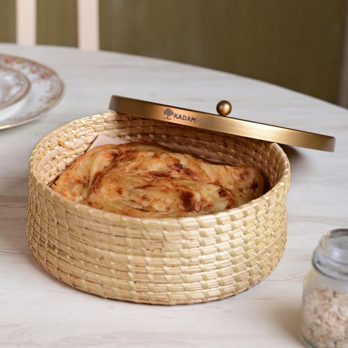 Handmade Sikki Roti Box - Natural & Rustic -1