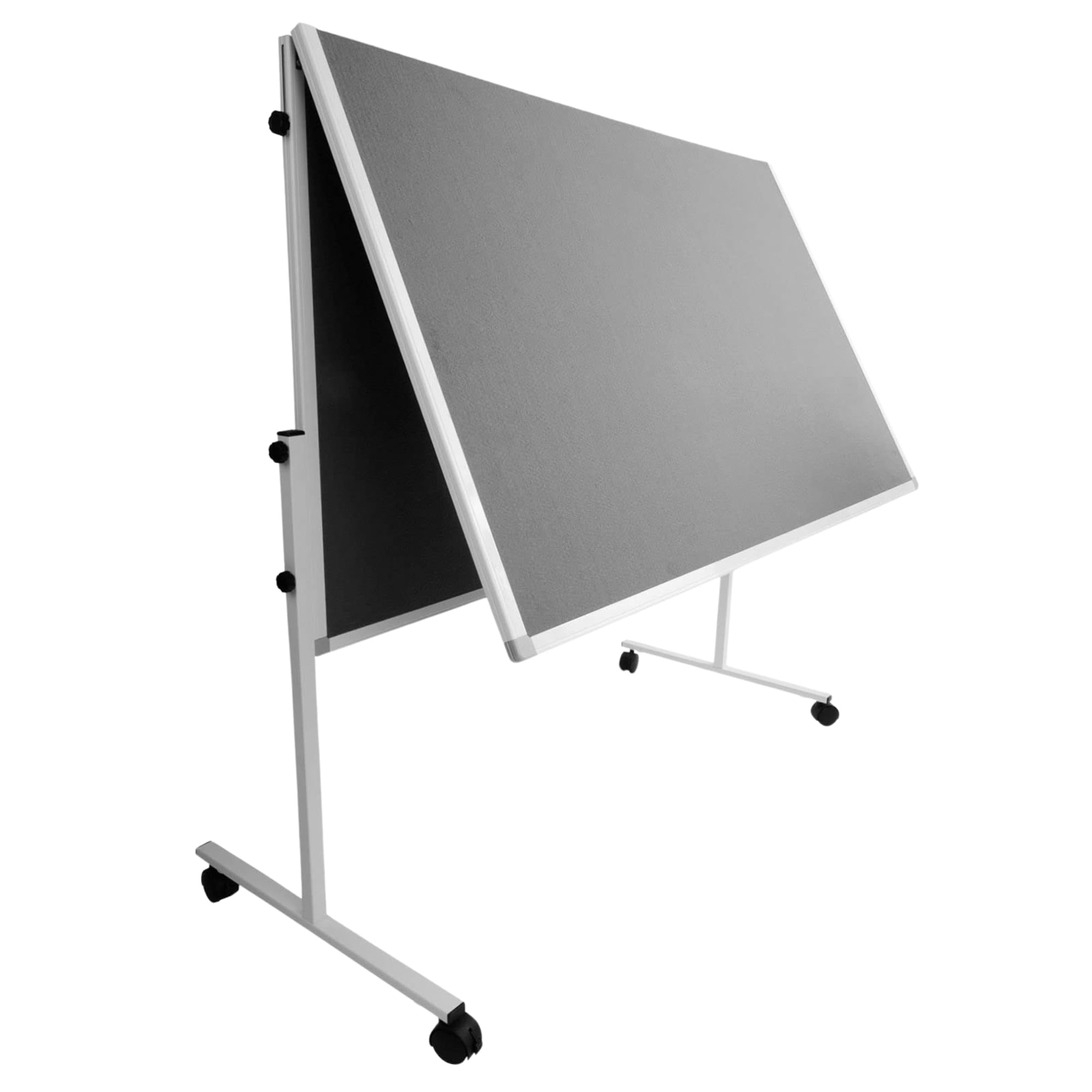 Floordirekt Filz Moderationstafel | Mobil & Klappbar | Filztafel Pinnwand mit feststellbaren Rollen | Metaplanwand Doppelseitig nutzbar | Inkl. Stellfüße & Rollen (150 x 120 cm, Grau)
