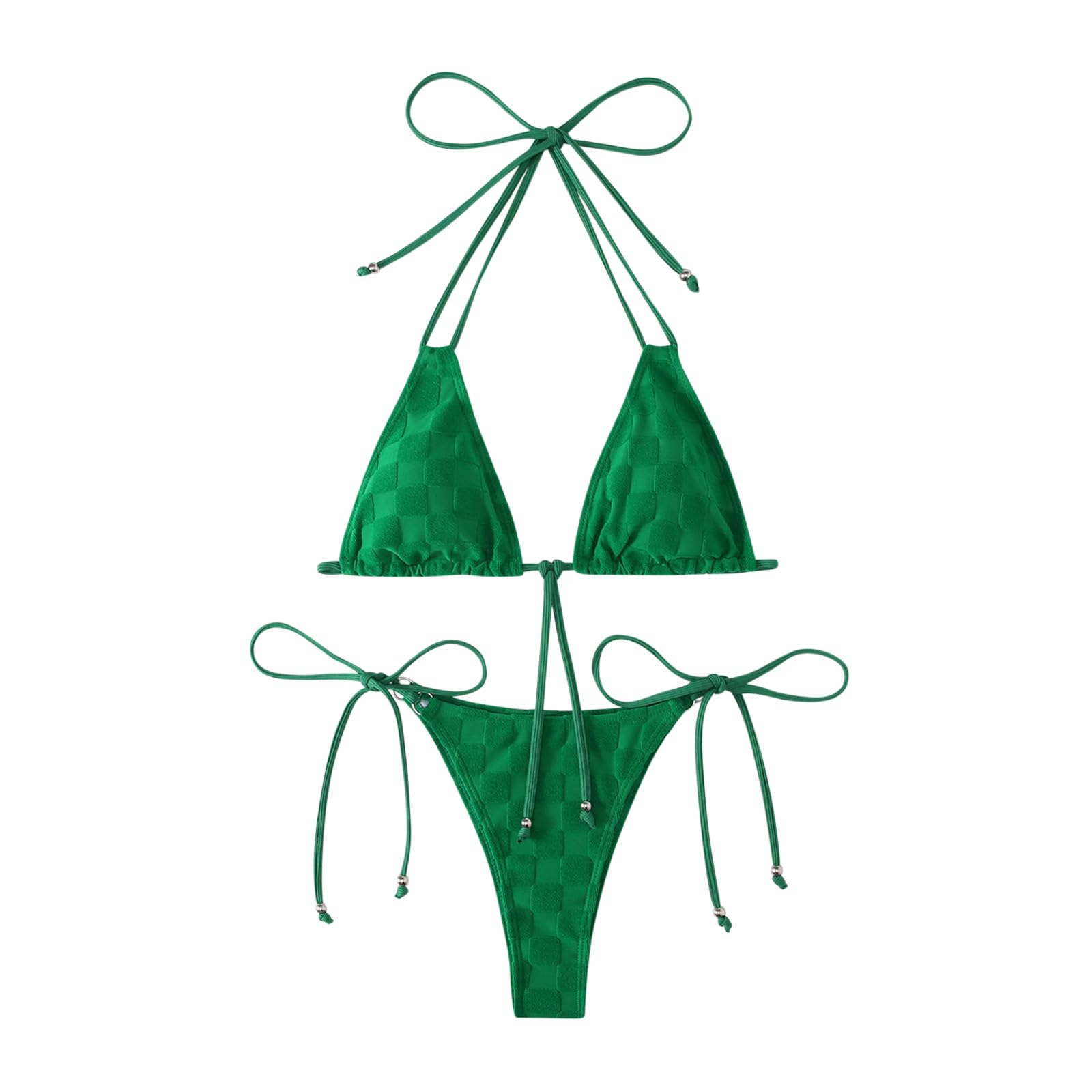 Bikini Sets for Women Push up Halter Backless V Neck String Thong High Cut Bathing Suits Sexy Cheeky