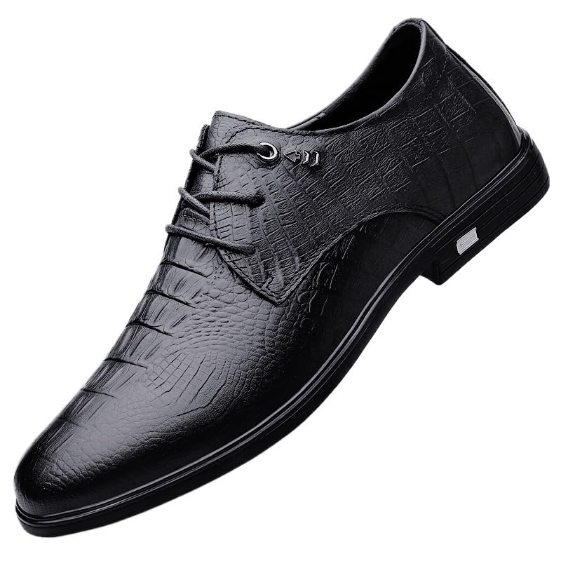 Men’s Formal Oxford Shoes Leather Lace-Up Dress Footwear Black Tuxedo Pointed-Toe for Office Wedding Events2