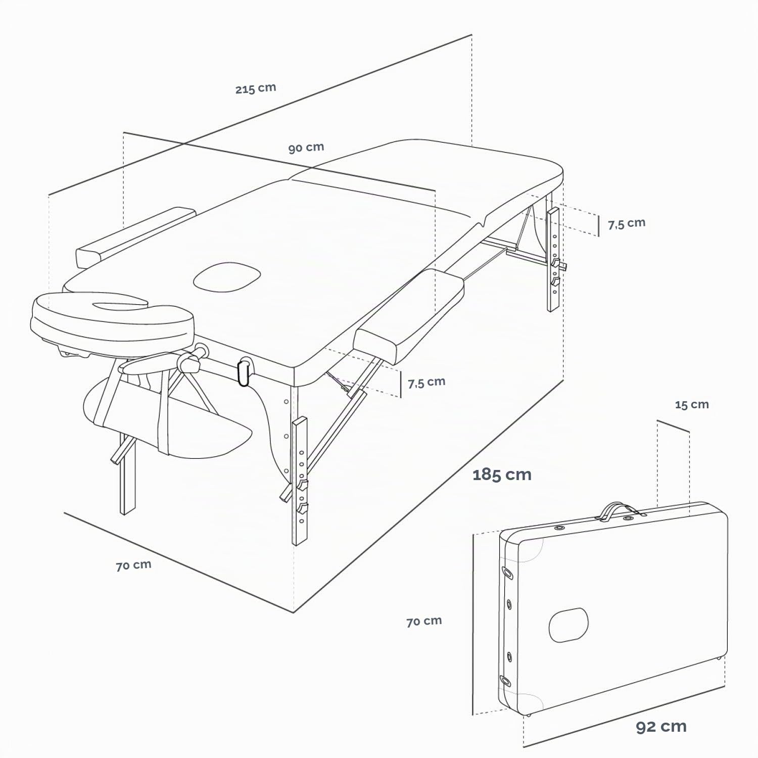 Vivezen - Table de Massage Pliante 2 Zones en Bois avec Panneau Reiki + Accessoires et Housse de Transport - Plusieurs Coloris