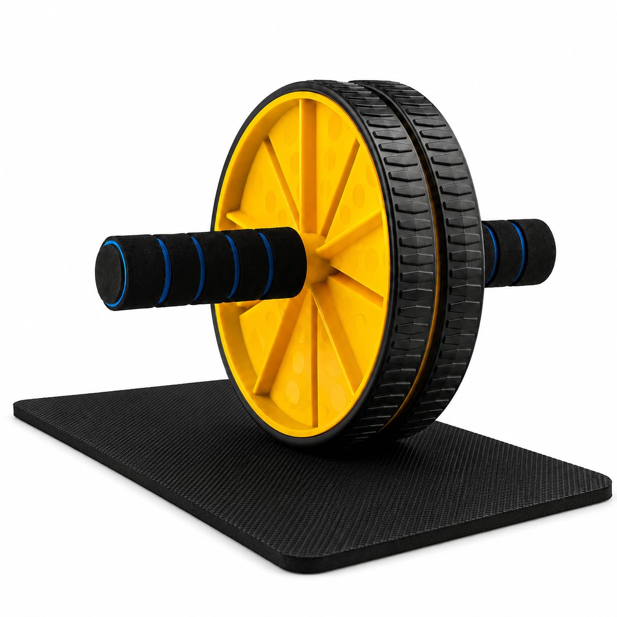 ShopiMoz Anti Skid Double Wheel AB Roller with Knee Mat for Abs Abdominal Core Workout (Men and Women) Multicolor-image-16