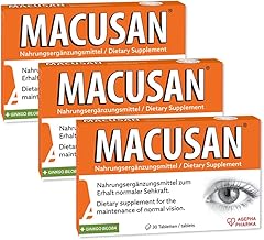 Macusan® - To maintain normal vision - Ginkgo, Zeaxanthin and Lutein for your eye health - Support against age-related macular degeneration (AMD) (30 tablets)