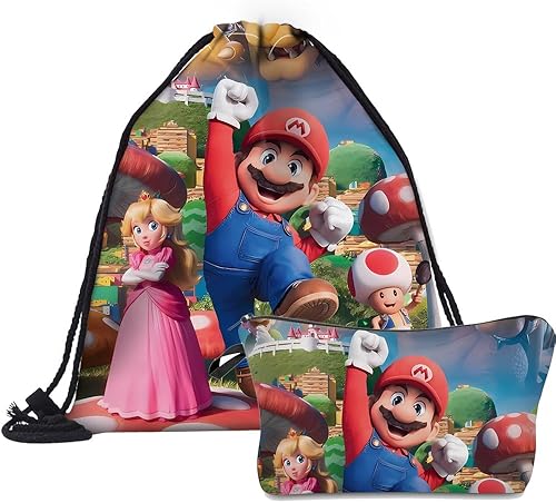 bohoamra Mochila con cordón para juegos, anime, caricatura, impermeable, camping, viajes, fiesta, entrenamiento, playa, gimnasio, bolsa, B60638,