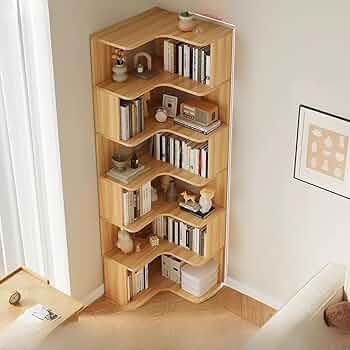 Amazon.com: LITFAD Modern Vertical Corner Bookshelf Solid