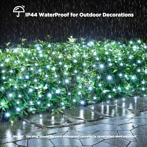 Image of Led Net Lights Christmas Lights Outdoor 200Leds 9ft x 6ft Upgraded White Christmas Net Lighting, Waterproof 5mm LED Wide Angle Outdoor Indoor Mesh Net Light for Trees, Bushes, Shrubs Decorations