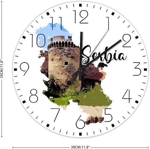 Miniatura 9 de Reloj de pared de madera sin tictac movimiento de barrido personalizado Puerto Rico relojes de pared personalizados edificios europeos coloridos