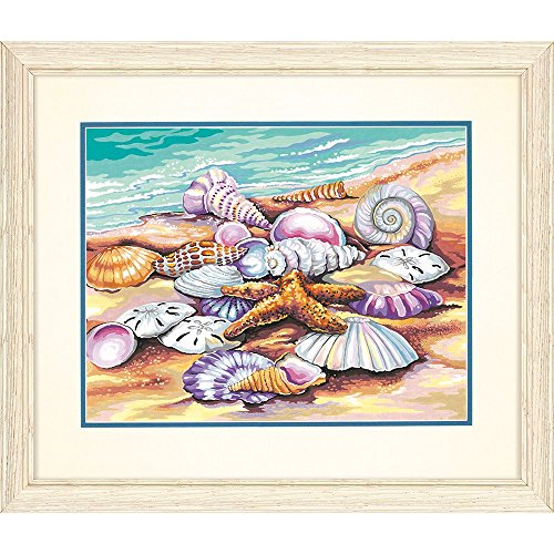 Dimensions 73-91526 Seashells on The Beach Paint by Numbers for Adults, 14'' W x 11'' L