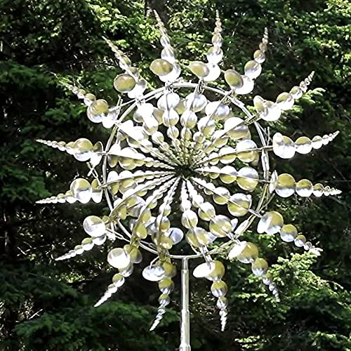 Unique and Magical Metal Windmill, 3D Wind Powered Kinetic Sculpture, Metal Wind Spinner Solar, Lawn Solar Wind Spinners for Yard and Garden, Wind Catchers Metal Outdoor Patio Decoration