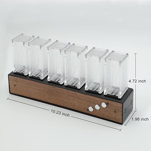 Miniatura 8 de Reloj Nixie, simulación de reloj de tubo Nixie, reloj creativo RGB de madera, Reloj de mesa moderno Reteo, Luz de ritmo de recogida, Reloj de tubo