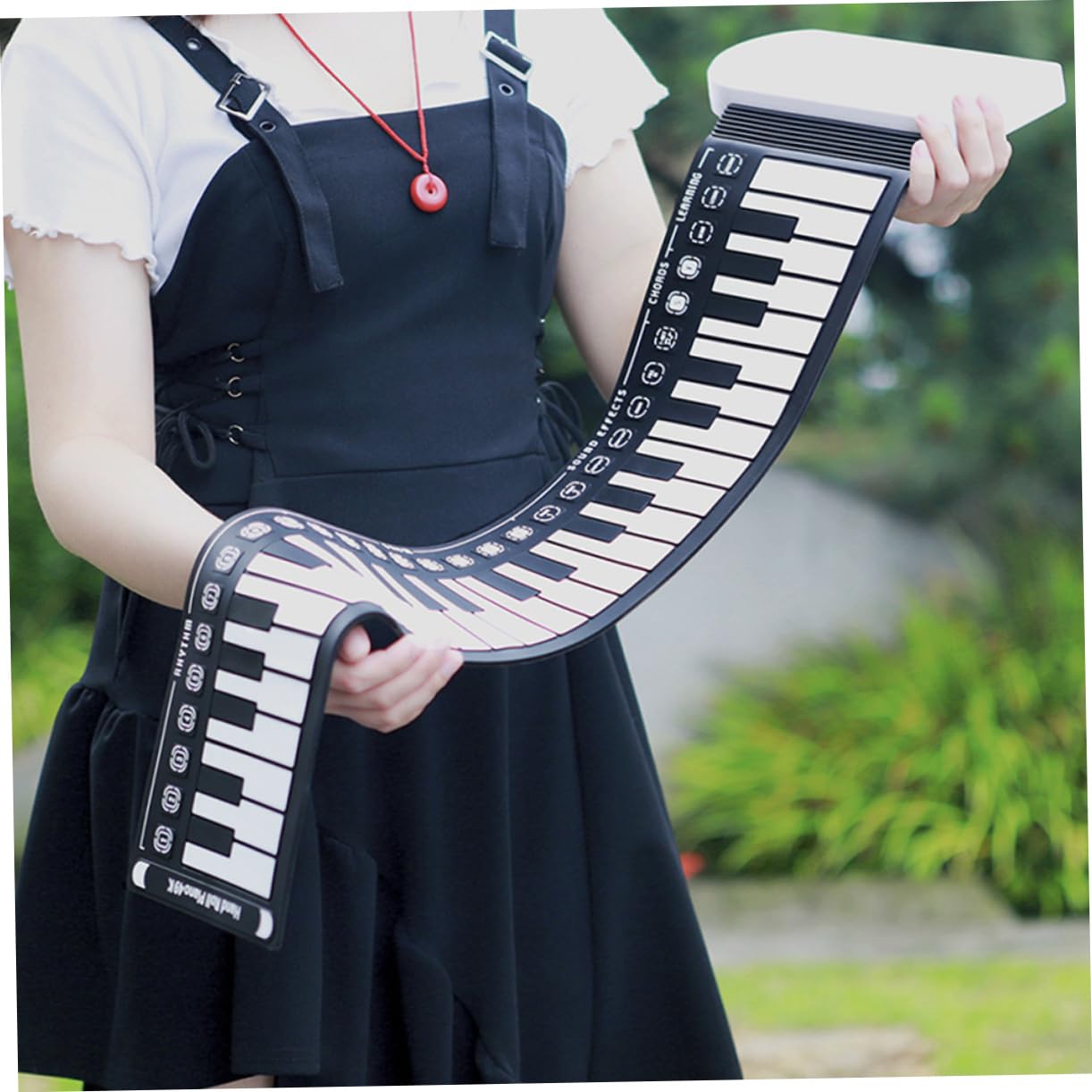 Pianola Portatile Pieghevole a 49 Tasti, Tastiera Elettronica Nera | Silicone e Abs, Altoparlante Integrato, per Adulti e Ragazzo Ragazza, Formato Arrotolabile