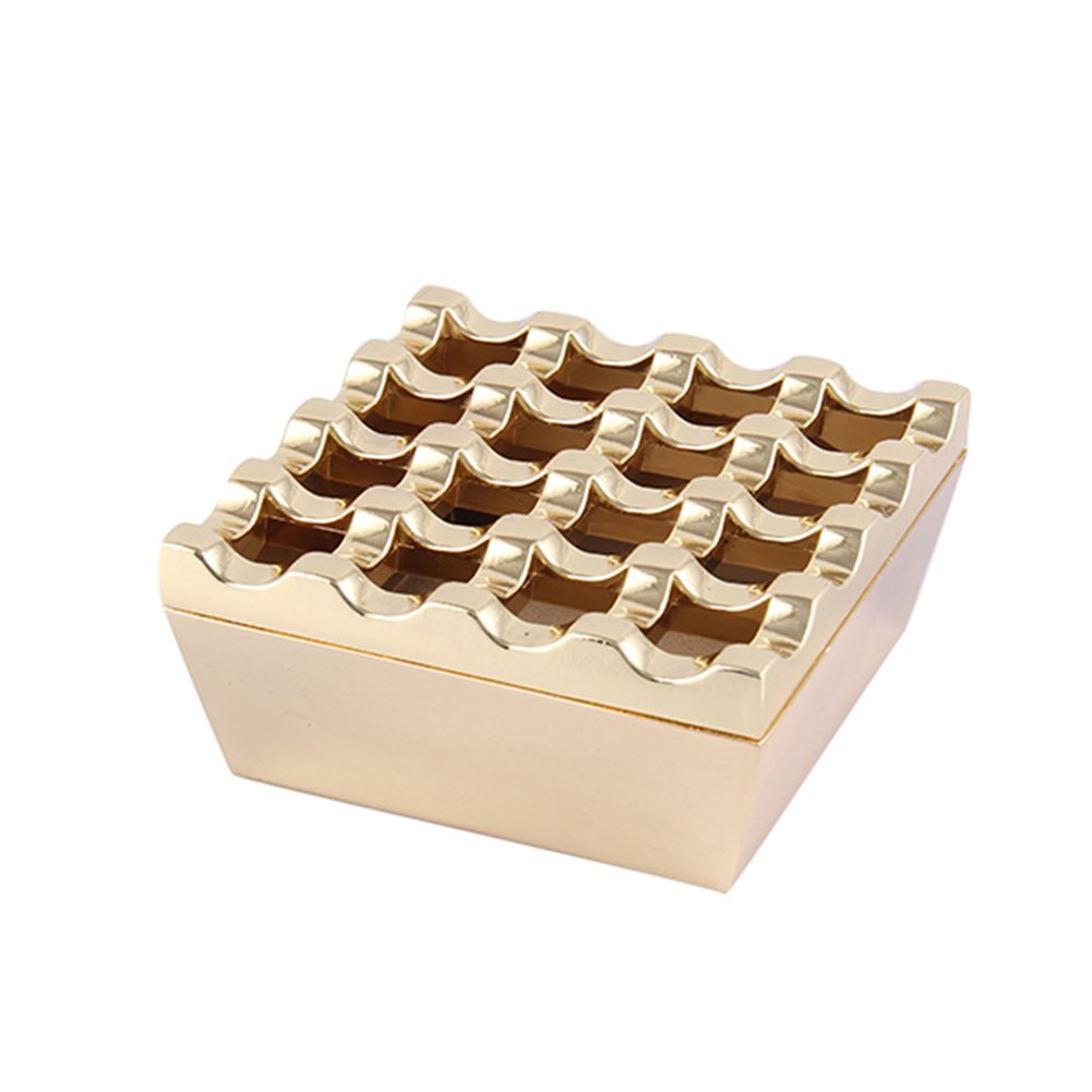 Honoro Gold Vintage Metal Cigar Ashtrays,16 Grids Novelty Fashion Windproof Cigarettes Ashtray Tabletop Decor Ash Tray,