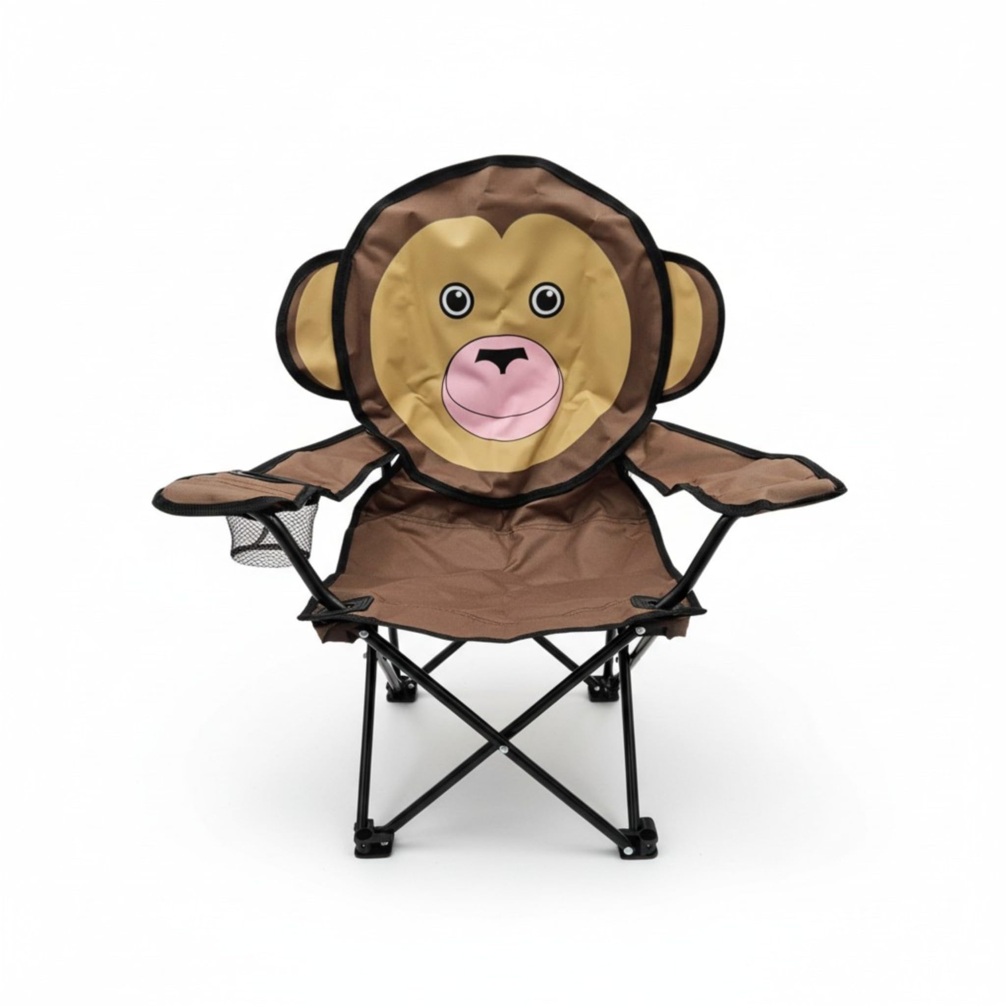Meinposten Kinder Anglerstuhl mit Tiermotiv – Faltbarer Campingstuhl für Kinder mit AFFE, Elefant, Katze & Frosch – Leichter Outdoor Stuhl für Garten, Camping, Angeln & Strand (AFFE braun)
