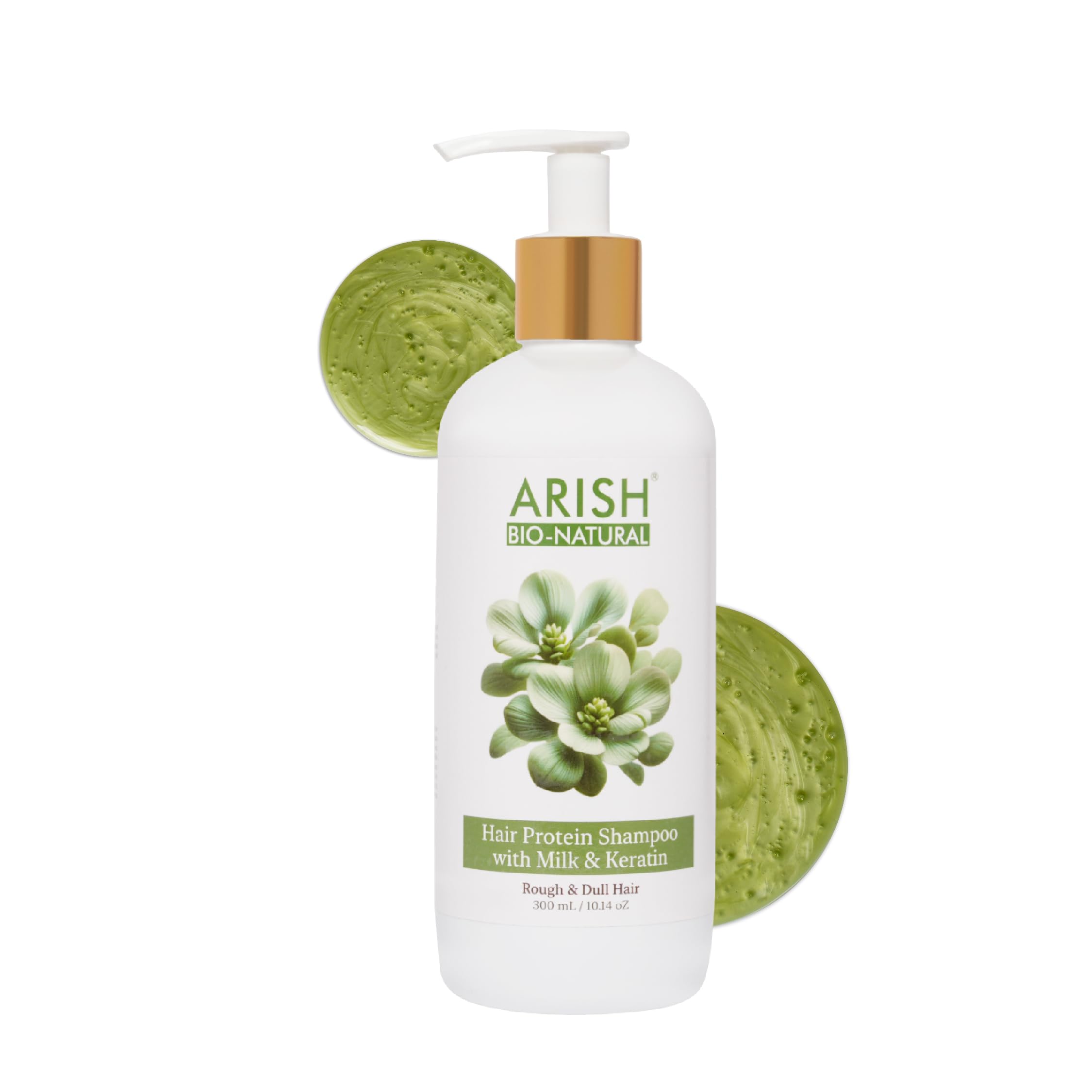 Arish Bio-Natural Milk & Keratin Hair Protein Shampoo 300ml – Anti-Frizz, Anti-Hair Fall & Split End Repair | Adds Shine, Volume & Smoothness | Nourishing Daily Shampoo for All Hair Types