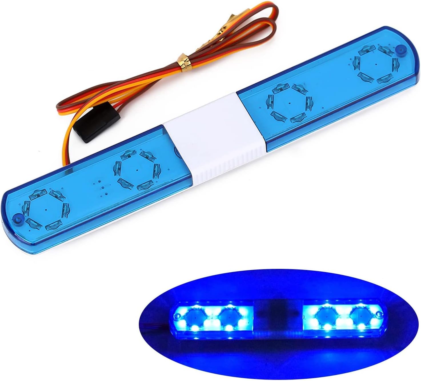RC Car Alarming Light,WONFAST Multi-Function LED Police Night Light Bar Flash Lamp Compatible with 1/8 1/10 1/12 1/24 RC Model Car for HSP TRX4 Tamiya CC01 Axial SCX10(145mm-Yellow)