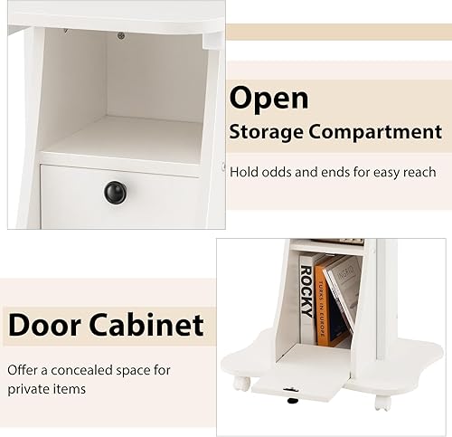 Miniatura 9 de Tangkula Podio móvil para laptop, altura ajustable, escritorio para sentarse a estar de pie con escritorio inclinable y armario de almacenamiento,