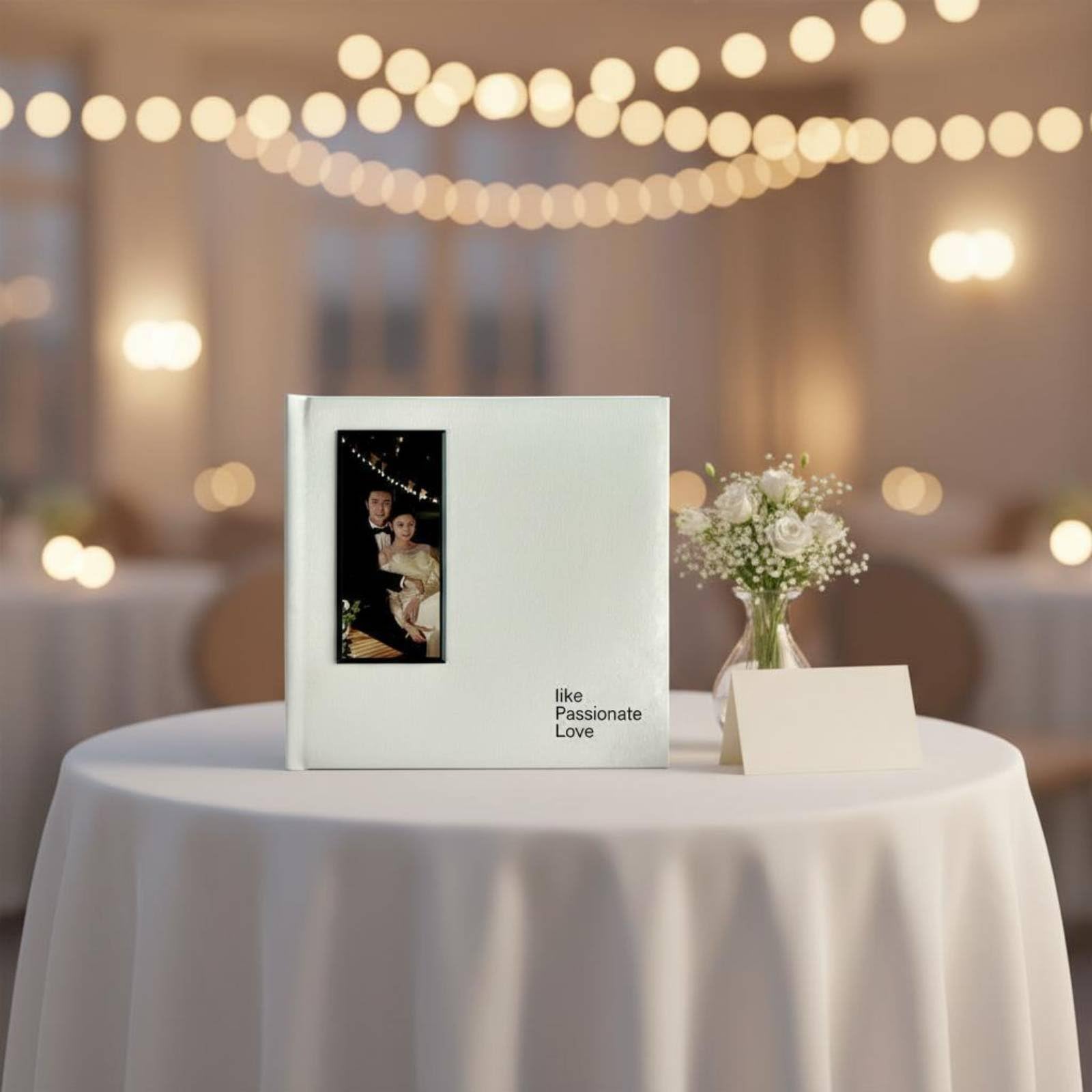 Sharplace Álbum de Fotos de Boda Álbum Libro Memoria Cuaderno Scrapbook con Estilo Elegante Tapa de Cuero PU Apertura Plana Mariposa Personalizable por, Blanco, Blanco, 10 10 Pulgadas 25.4 25.4cm