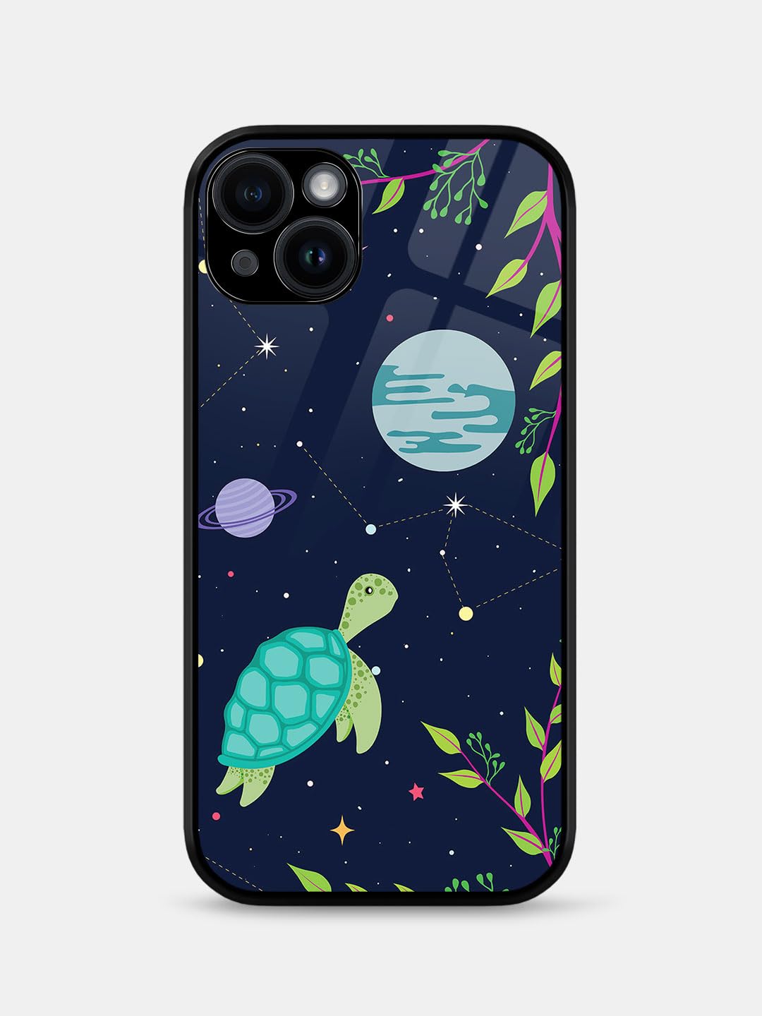 Macmerise Compatible Space Turtle - iPhone 15 Plus Glass Cover Multicolor