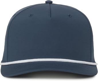 Outdoor Cap High Crown Rope Trucker Hat Slate Blue Structured Snapback, White Rope Accent, One Size, Blank Retro-Style Cap