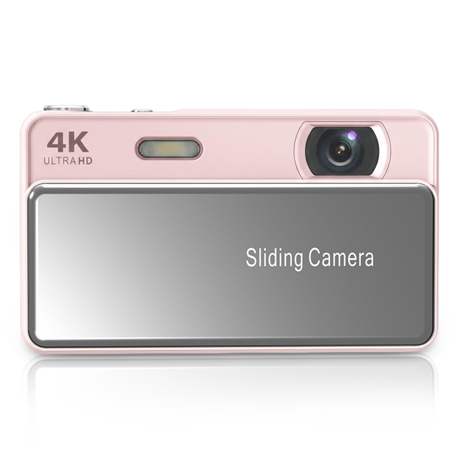 4K Sliding Digital Camera, 64MP HD Auto Focus 16X Zoom Retro CCD Camera with 2.8 Inch Screen, Vlogging for Photography and Video (Pink)