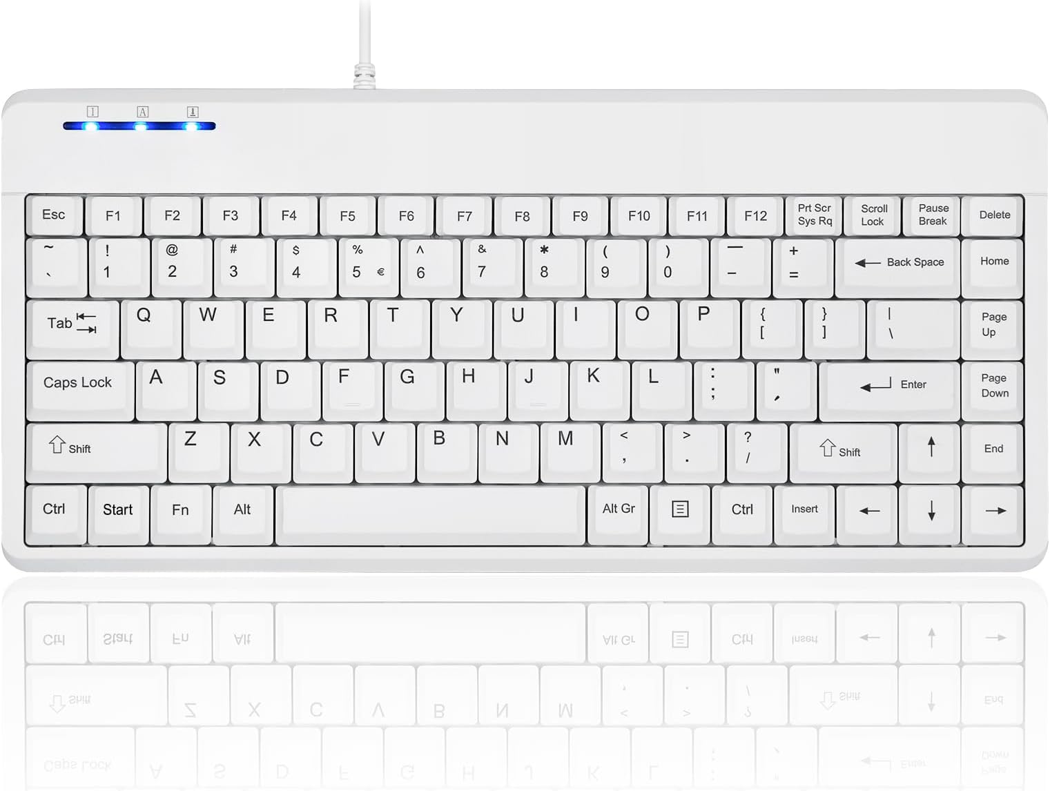 Perixx PERIBOARD-409WU US, Wired USB Mini Keyboard - White - US English