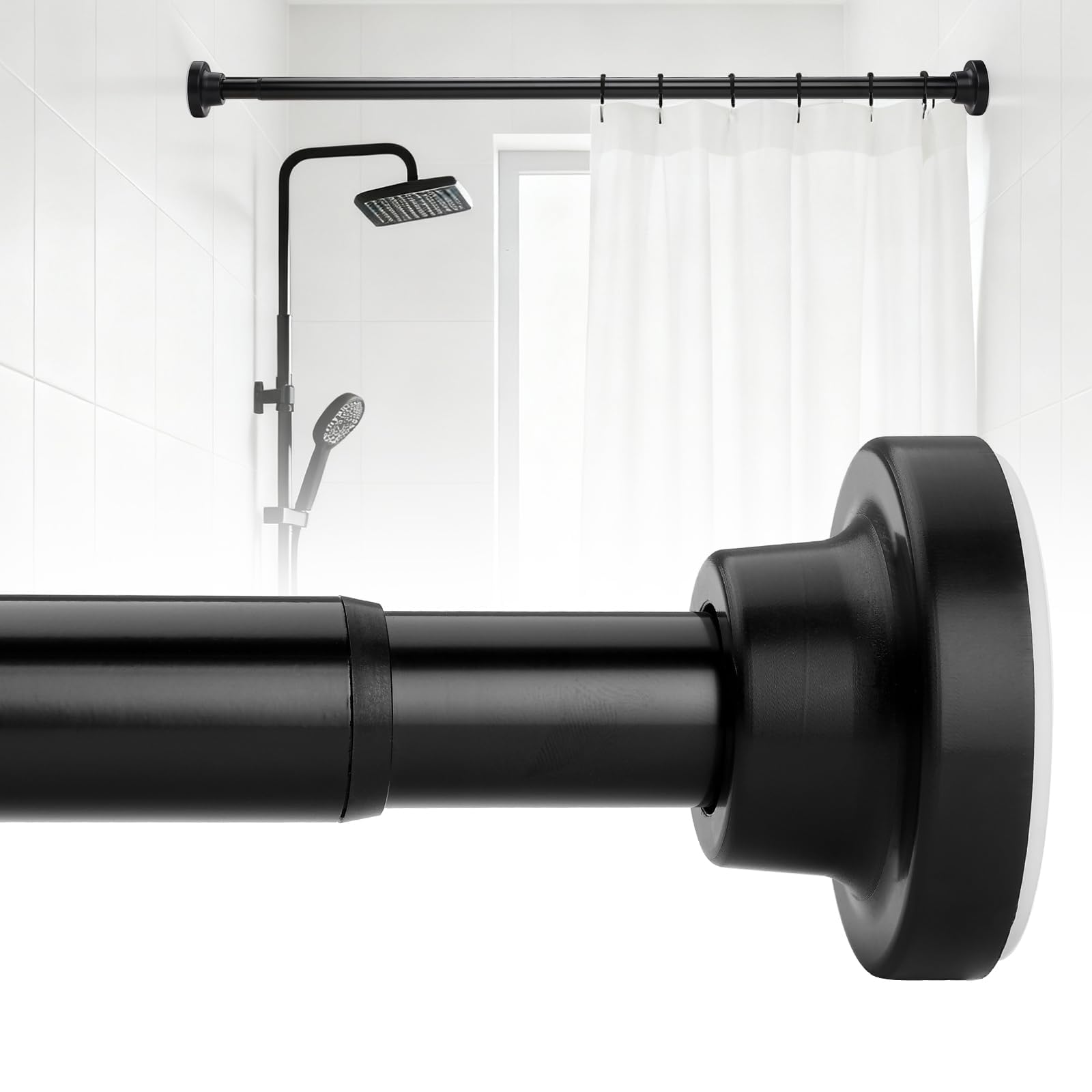 View 1 of ***MISSING MOST PARTS***
SILKVERSE Black Shower Curtain Rods 17-83 Inch, Adjustable 1" Diameter Drapery Telescoping Curtain Rods for Bathroom,No Drill Anti-Rust Non-Slip Heavy Duty Spring Tension Shower Rod
