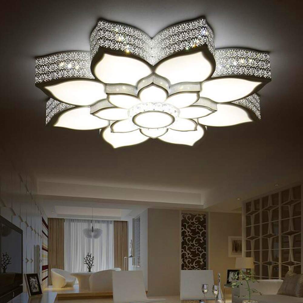 KXEcoLife Modern Flower-Shape LED Ceiling Lamp - Dimmable Lotus Design Acrylic Light Fixture for Living Room, Bedroom, Dining Kids' Room 80cm Chandelier Pendant