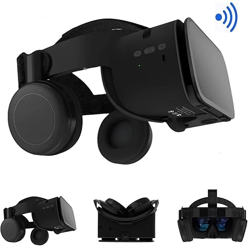 3D Virtual Reality Headset for Adults and Kids 3D VR Games Movies Play, Wireless VR Glasses for iPhone and Android Phones, Foldable VR Goggles with Bluetooth Headphones, Black