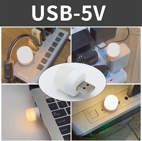 Miniatura 6 de Luces USB de noche, mini bombilla LED, sin sensor de luz, enchufable, blanco cálido, compacto, ideal para dormitorio, baño, cocina, coche, luz de